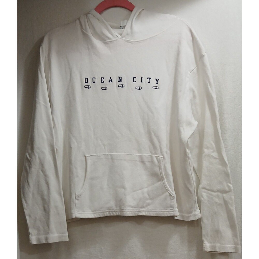 Ocean City NJ Hoodie Breezin’ Up XL USA Made Embroidered Flip Flops Beach Y2K